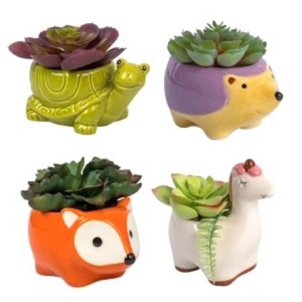 🆕4 Pc Mini Animal Planter Set